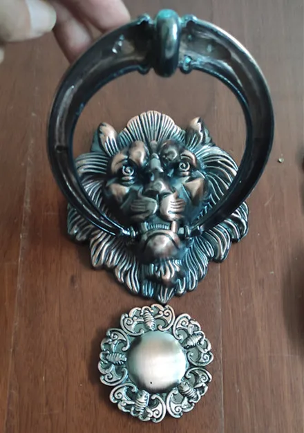 20 cm grand antique Lion heurtoir de porte Lionhead frappeurs de porte Lions décor à la maison meubles poignée matériel 