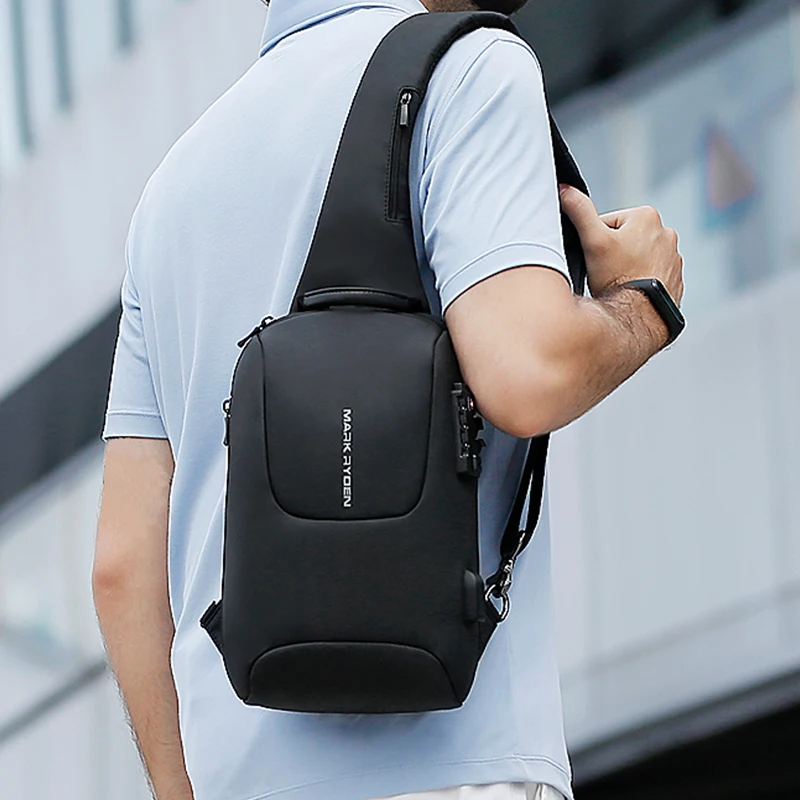 Mark Ryden TSA Lock Crossbody Men Bags Waterproof USB Charging Shoulder Pack Short Trip Messengers Sling Bag Shoulder Bag Male