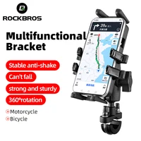 ROCKBROS supporto per telefono cellulare per bici da 3.5-7 pollici 360 accessori per supporto per telefono cellulare MTB antiscivolo regolabili in alluminio girevole