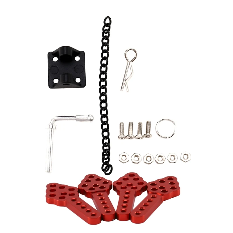 1set Metal Tow Shackle Trailer Hook for Axial Scx10 &amp 4Pcs CNC Shock Absorber Mount Adjust Height Angle Stand Red | Игрушки и хобби