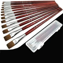 13 шт./лот, акварельная щетка для волос, деревянная ручка, набор кистей для рисования, инструмент для художественной школы, акварельные акриловые краски, принадлежности