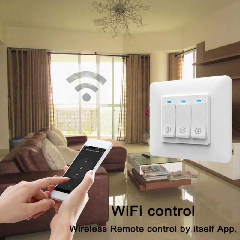 

4 pcs Wifi Smart Roller Shutter Motor Door button Switch intelligent Curtain Switch Wall Panel Timer voice Control Alexa echo