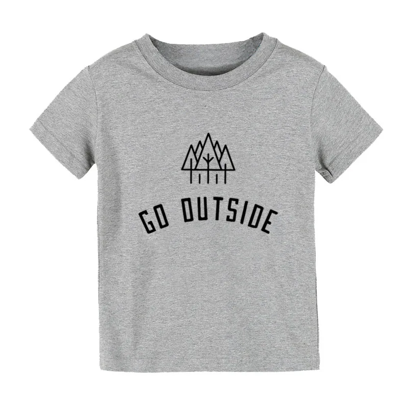 Детская футболка с принтом «Go Outside hiking», рубашка для мальчиков и девочек, детская одежда для малышей, забавные уличные футболки, CZ-150