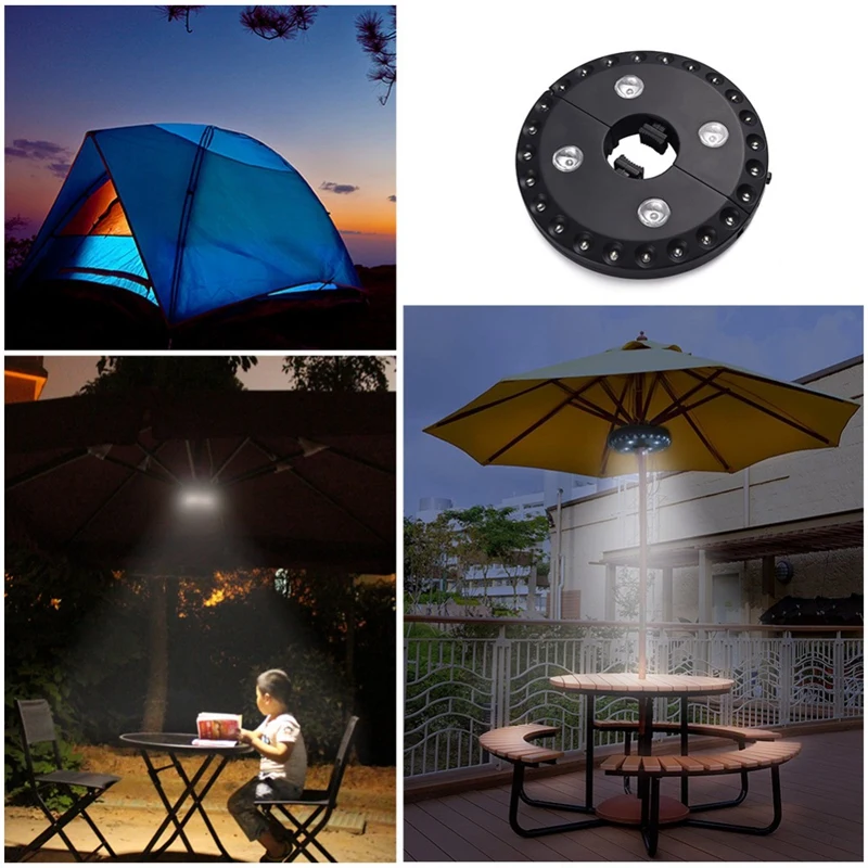 28 Led 200 Lumens Outdoor Cordless Patio Umbrella Pole Light Garden Portable Camping Tent Lamp Emergency Light With Hooks