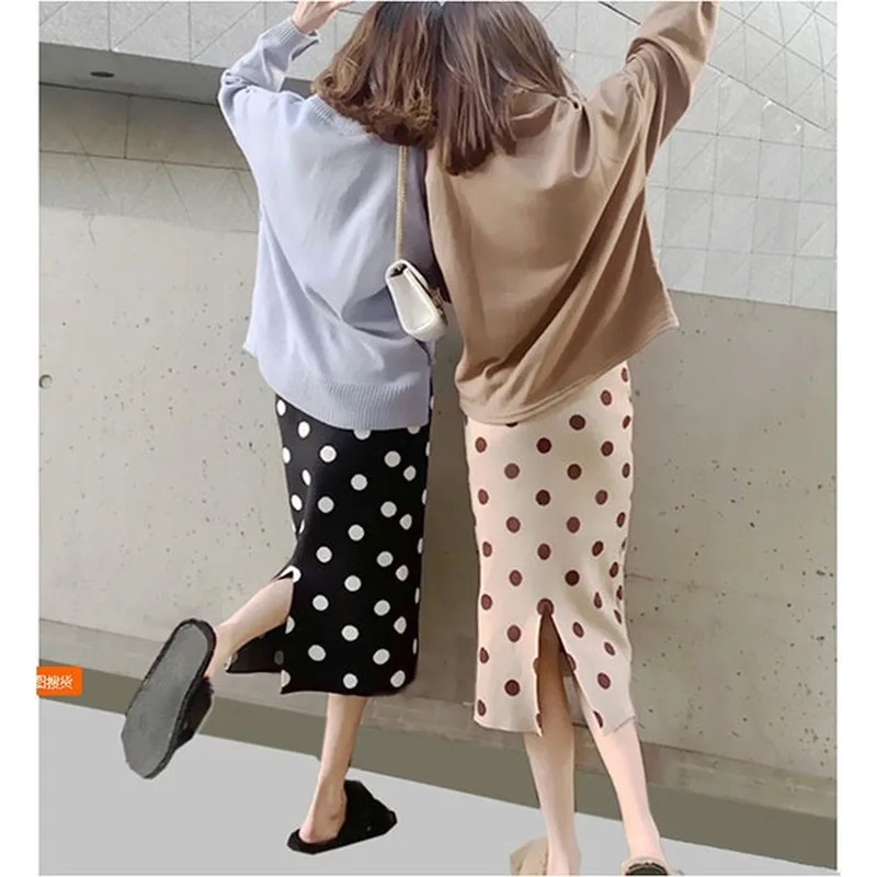 

2019 autumn and winter skirts womens long faldas largas mujer high waist midi skirt was thin a word skirt