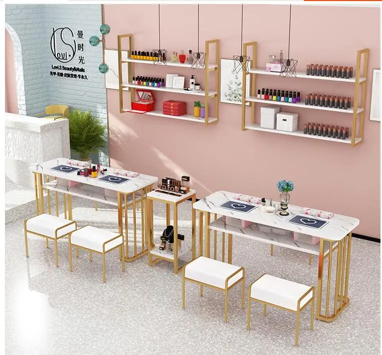 Simple and modern solid wood drawer manicure table double storage single manicure table double desk and chair set combination