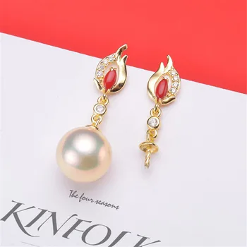 

Real Solid 925 Sterling Silver Pearl Stud Earrings Accessories Findings DIY Jewelry Ear Hook Blank Empty Support