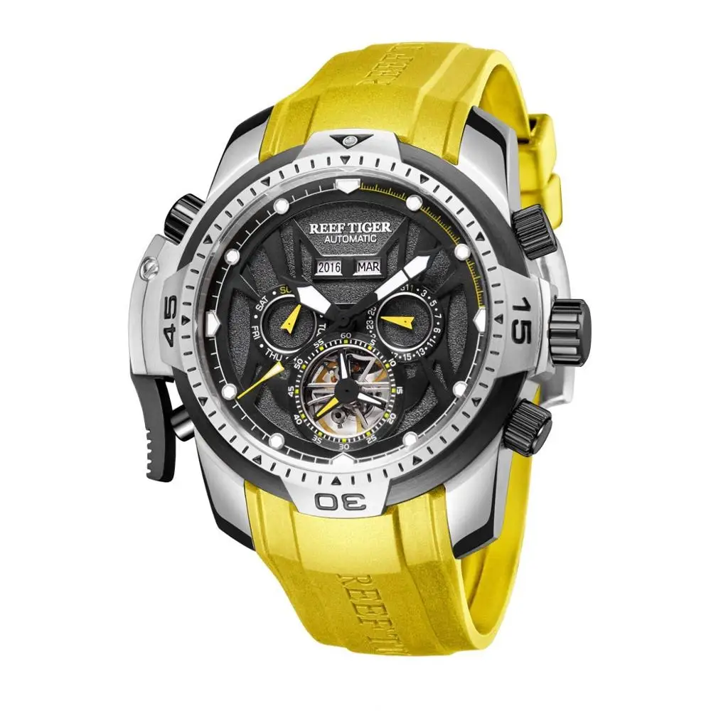 Мужские спортивные Автоматические наручные часы мужские механические Reef Tiger
