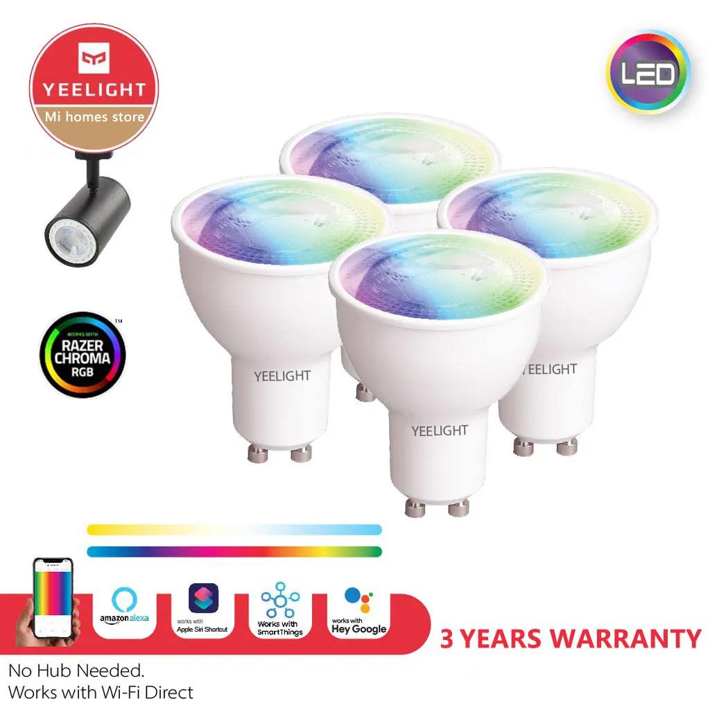 Yeelight-bombilla LED inteligente GU10 para el hogar, Bombilla colorida de sincronización de música con aplicación de Control de voz, compatible con Yeelight, asistente de Google y Alexa, W1, YLDP004-A