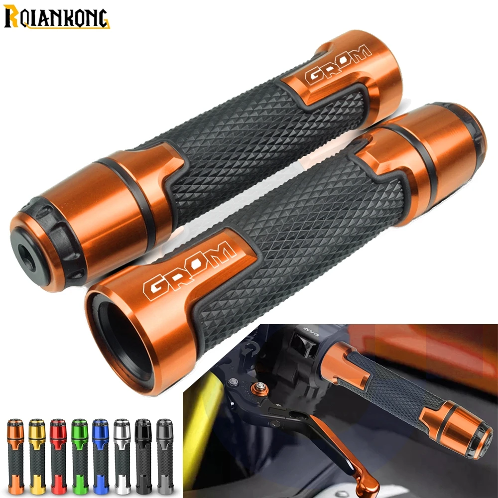 For Honda 2013 2014 2015 2016 2017 2018 2019 GROM LOGO Motorcycle 7/8&quot22mm Aluminum Anti-Slip Handle Bar Handlebar Hand Grips |