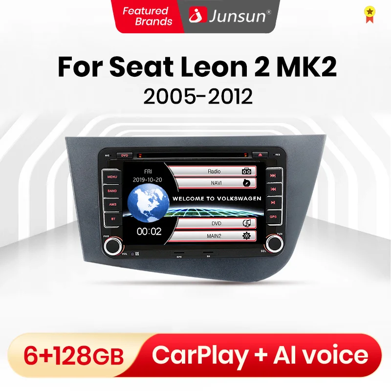 Junsun V1 2+32G carplay android auto магнитола 2дин андройд For Seat Leon 2 1P 2005-2011 автомагнитола