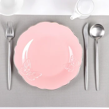 

Dinner plate "Butterflies", d = 22 cm, color pink