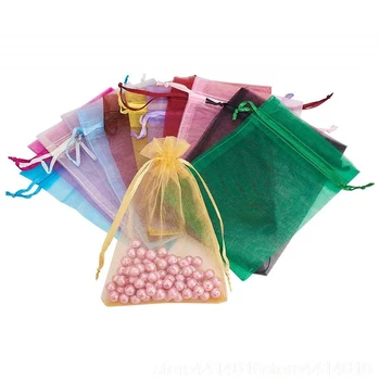 

100stks/zak Sieraden Bag 7x9 9x12 10x15 11x16 13x18 15x20 17x23 cm Organza Bag Sieraden Verpakking Display & Sieraden Pouches 66