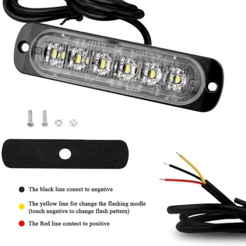 

Car Strobe ATVs Flash Lights Red 6LED Emergency Flashing Light Bar 12-24V