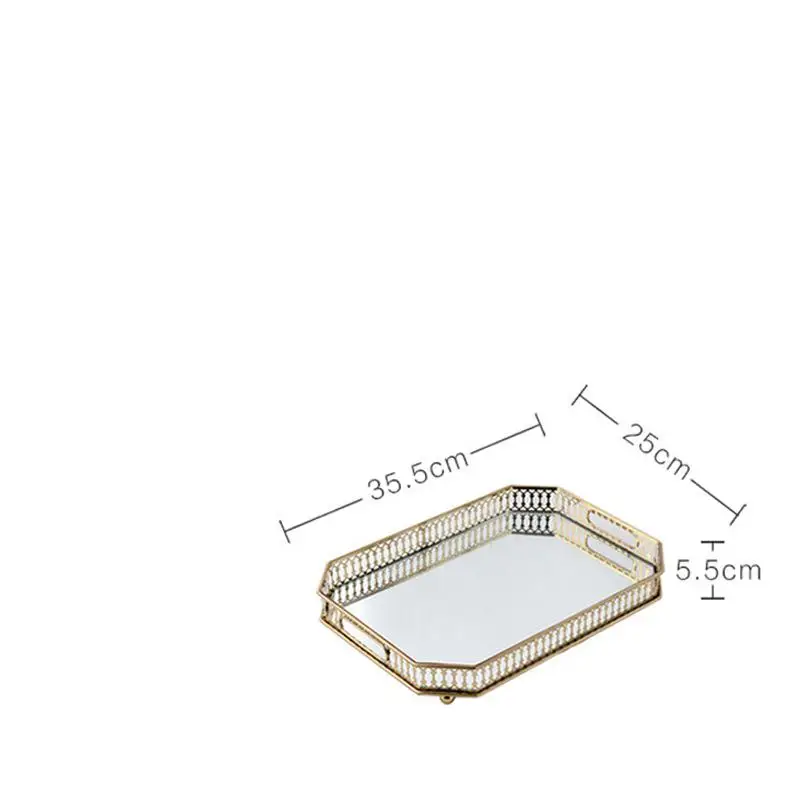 Круглая прямоугольная зеркальная тарелка поднос для свечей поднос для напитков поднос для чая светильник подсвечник Дисплей Поднос центральный