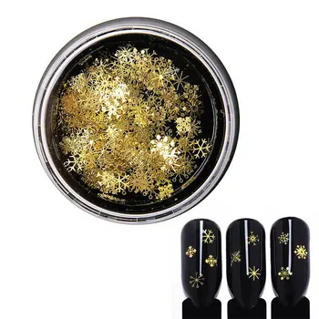 

1 Box Mixed Design 3D Nail Glitter Sequins Gold Hollow Snow Flakes Nail Art Decorations Nail Charm Manicure Accessories Pillette