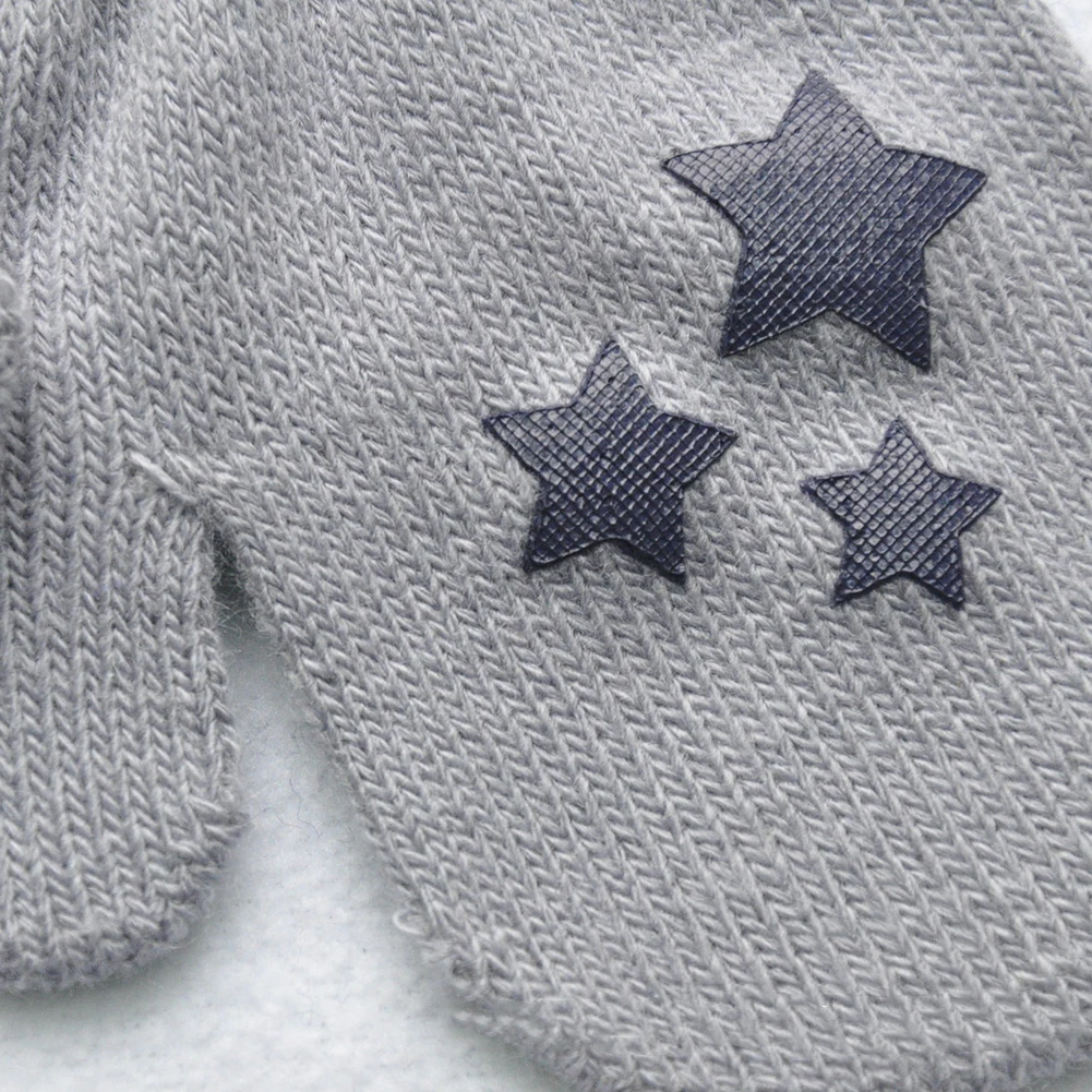 SANWOOD/1 пара зимних милых антицарапки для новорожденных, Хлопковые вязаные варежки с принтом звезды и сердца для малышей