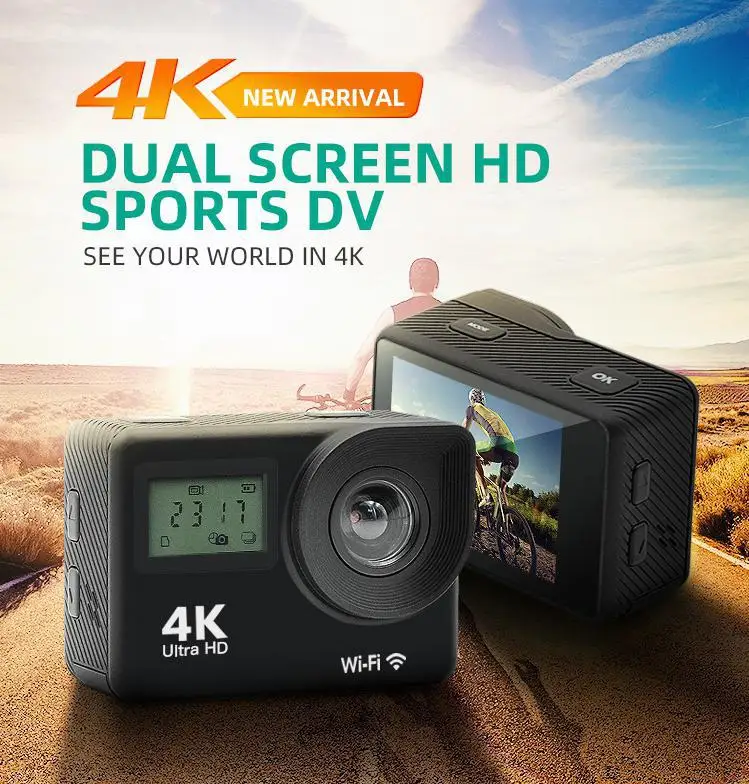 

1080P Front Rear Dual Screen Action Camera Wide-Angle Waterproof Digital Camera
