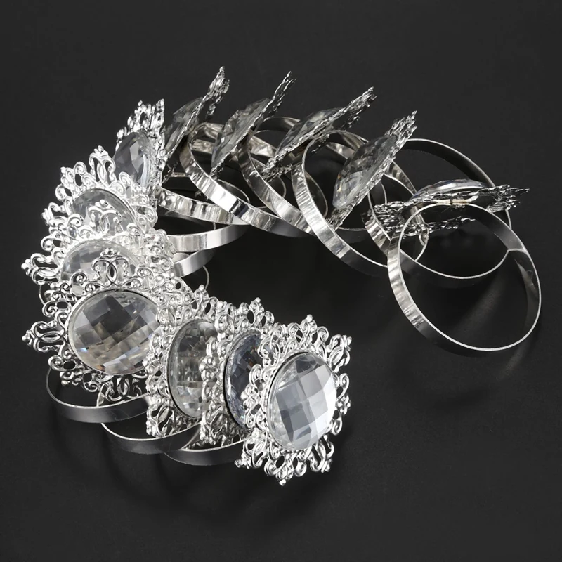 WSFS Hot 12 Pieces Napkin Rings Napkin Holder Wedding Banquet Dinner Decor Silver