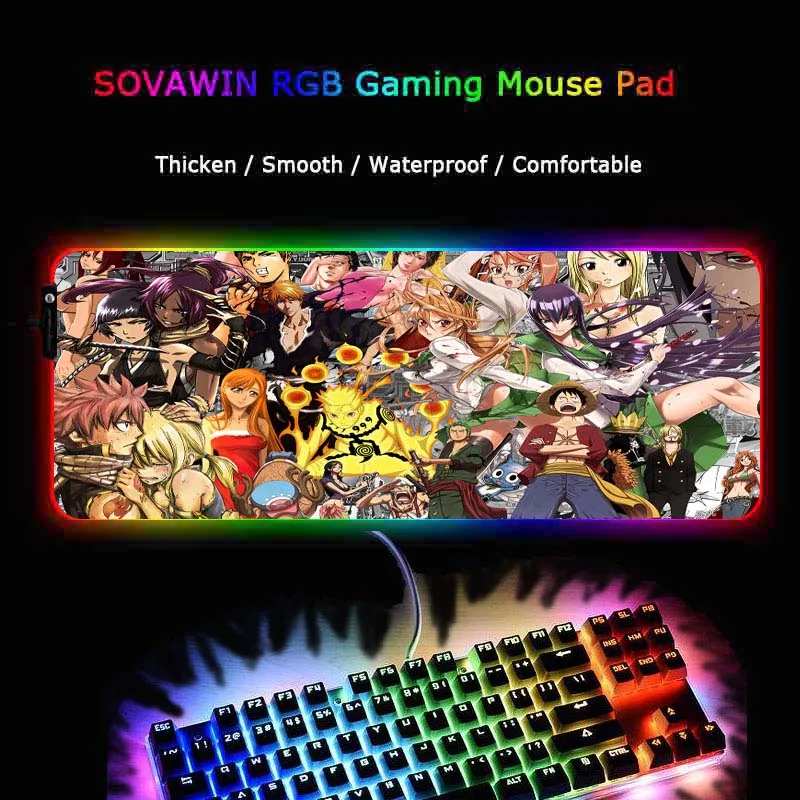 XGZ, игровой коврик для компьютерной мыши с аниме Наруто, RGB, большой коврик для мыши для геймера, большой коврик для мыши, компьютерный Настольный игровой коврик с светодиодный подсветкой
