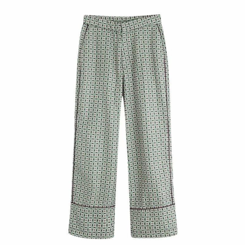 

Fashion Women Geometric Printing Loose Straight Pants 2019 Autumn Leisure Female Comfortable Trousers P1505