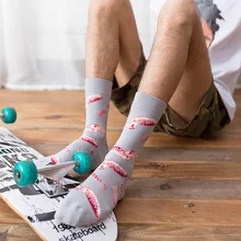 Повседневное нескользящих носочков морепродукты печатные машины из материала на основе хлопка в потные чулочно-носочные изделия для спорта на открытом воздухе Велоспорт Бег Для женщин Для мужчин спортивная одежда