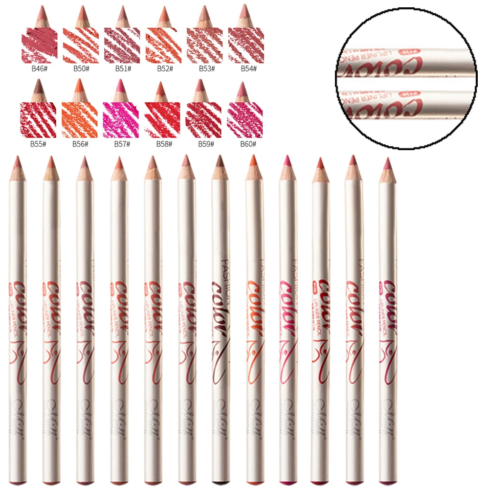 12 Pcs Lip Liner Pencil Set P130 Makeup Long Lasting Matte Lipliner Pen Professional Waterproof Lips Liner Mate Kit