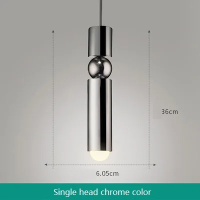 1 lamp chrome Скандинавский Лофт, декоративный светодиодный подвесной светильник, современный прямой железный подвесной светильник с одной головкой, Домашний Светильник, Светильники для помещений - Цвет корпуса: 1 lamp chrome