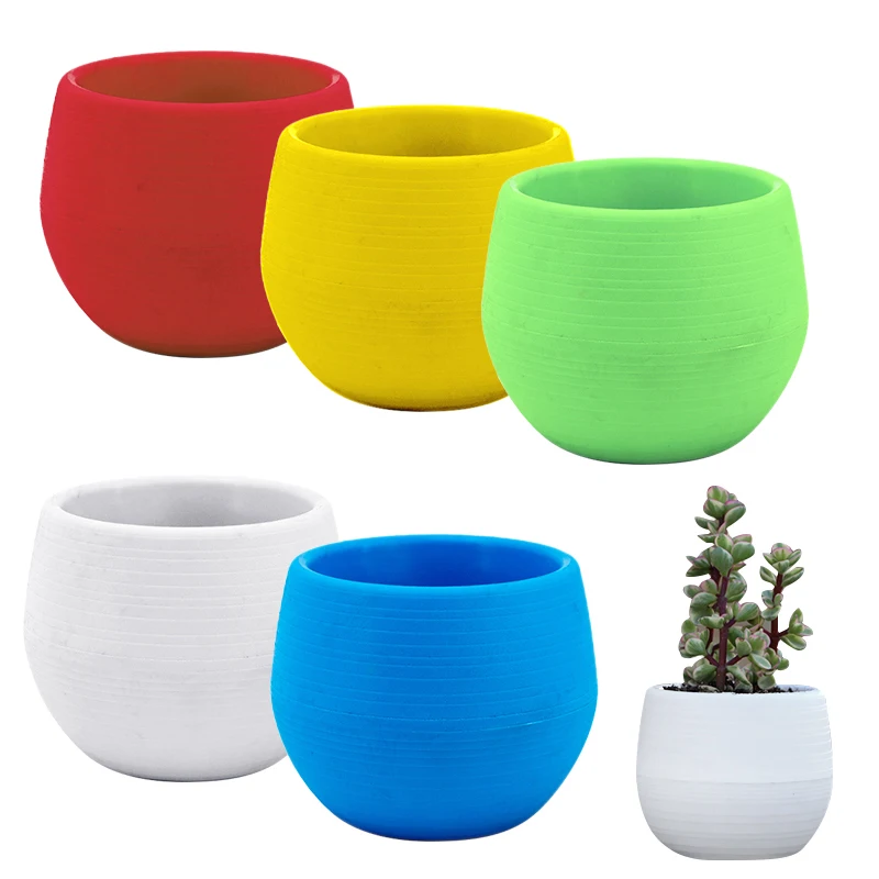 Flower Pot Mini Colourful Round Plastic Plant Flower Pot Garden Home Office Decor Planter Desktop Flower Pots flower pot,plant pot