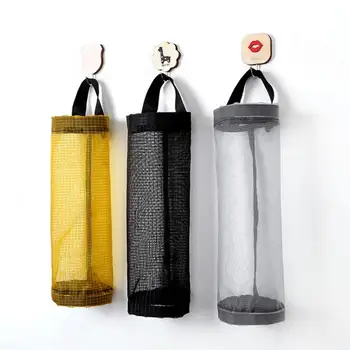 

3 Colors Home Grocery Storage Bag Holder Wall Hanging Bag Kitchen Storage Bag Dispenser Plastic Kitchen Organizer