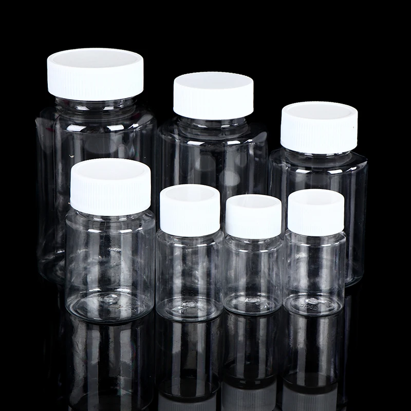 5pcs Refillable Bottles 15ml-200ml Plastic PET Clear Empty Seal Bottles Container Reagent Pack Bottle