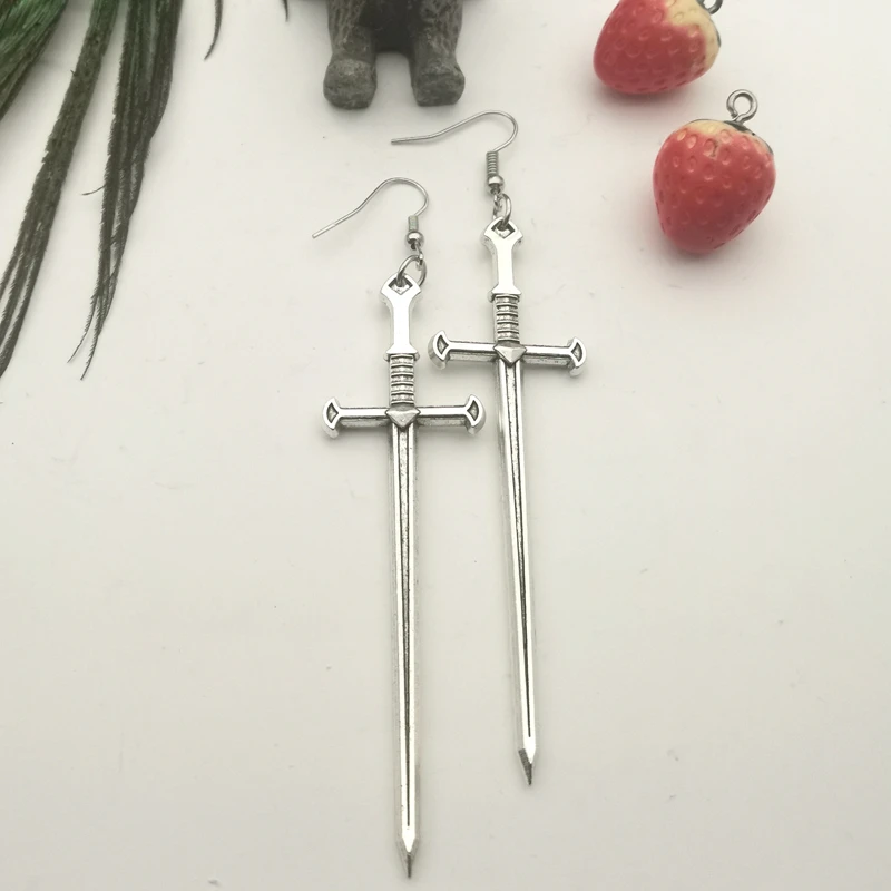 Swords Moon Earrings Witchy Warrior Pagan Viking Gothic Medieval Gift for Women hoop earrings dangle earrings
