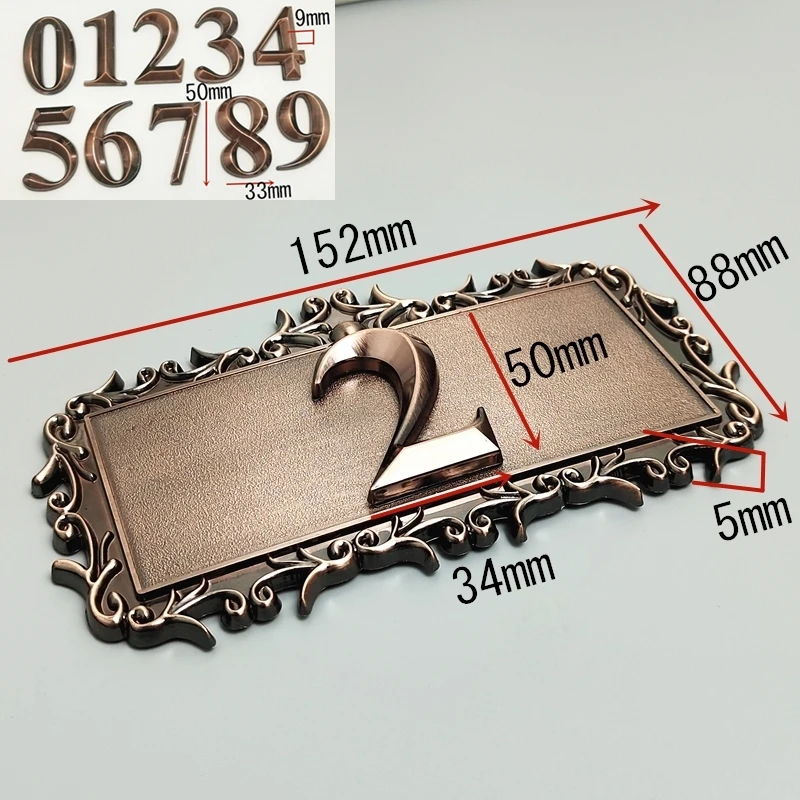 House Number Door Plate Custom Sign Number Sticker For Hotel Apartment ABS Plastic 2 Digits With A Frame Imitation Metal Bronze house number signs,house numbers,number plate,door signs