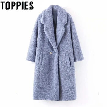 

Winter Fleece Coat Women Button Cashmere Coat Oversize Loose Jacket Soft Warm Outwear