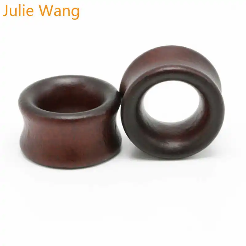 Brown Julie Wang 8-20 мм черные коричневые деревянные серьги-Плаги для пирсинга гибкие ушные туннели кожи полые ушные манометры пирсинг для тела ювелирные изделия - Окраска металла: Brown