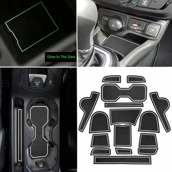 

Car Door Non-slip Latex Slot Pads for Jeep Renegade 2018 Interior Red White Luminous Gate Armrest Box Cup Mats Accessories 16Pcs