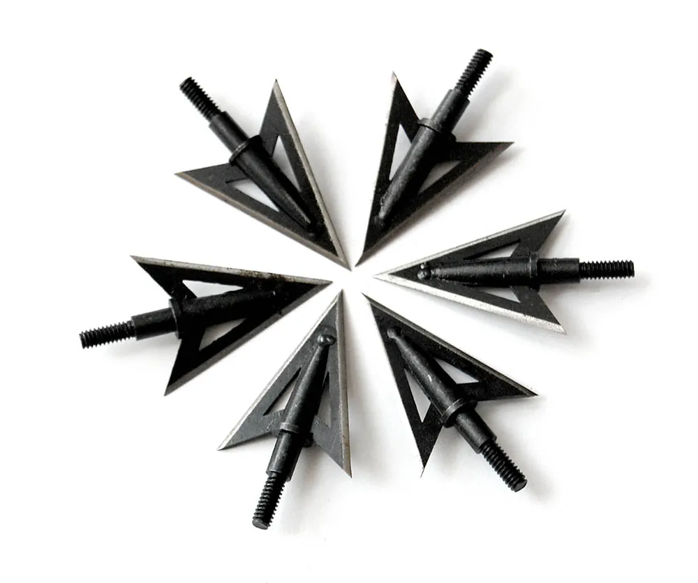 Uds grano 100 Punto de puntas de flecha de cabezas anchas hilo de rosca en Tiro con Arco puntas de flecha cabeza puntos de tiro con arco de tiro de acero