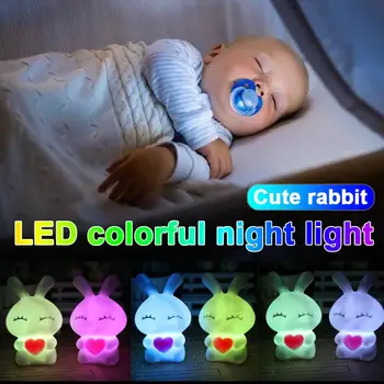 

Light Night Lamp Decoration Decoration LED 7 Changing Color Rabbit Shaped Bedroom Party for Children Gift Cute