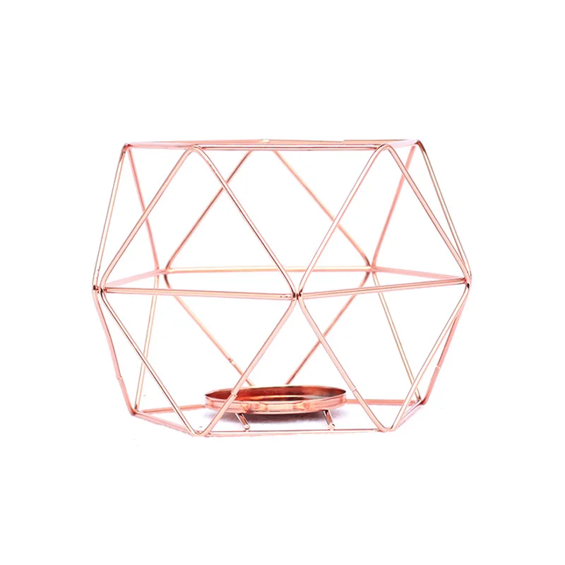 Rose Gold Геометрический Железный подсвечник для дома подсвечник орнамент бра соответствующие стали минималистский свадебный подарок - Цвет: Rose Gold
