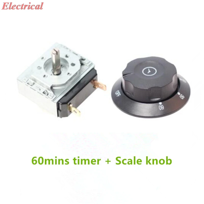 1pc Disinfection Cabinet Timer Rice Steaming Cart With Bell Reminder Switch Knob 60/90/120Min Long Axis Dial Timer 16A 250V 
