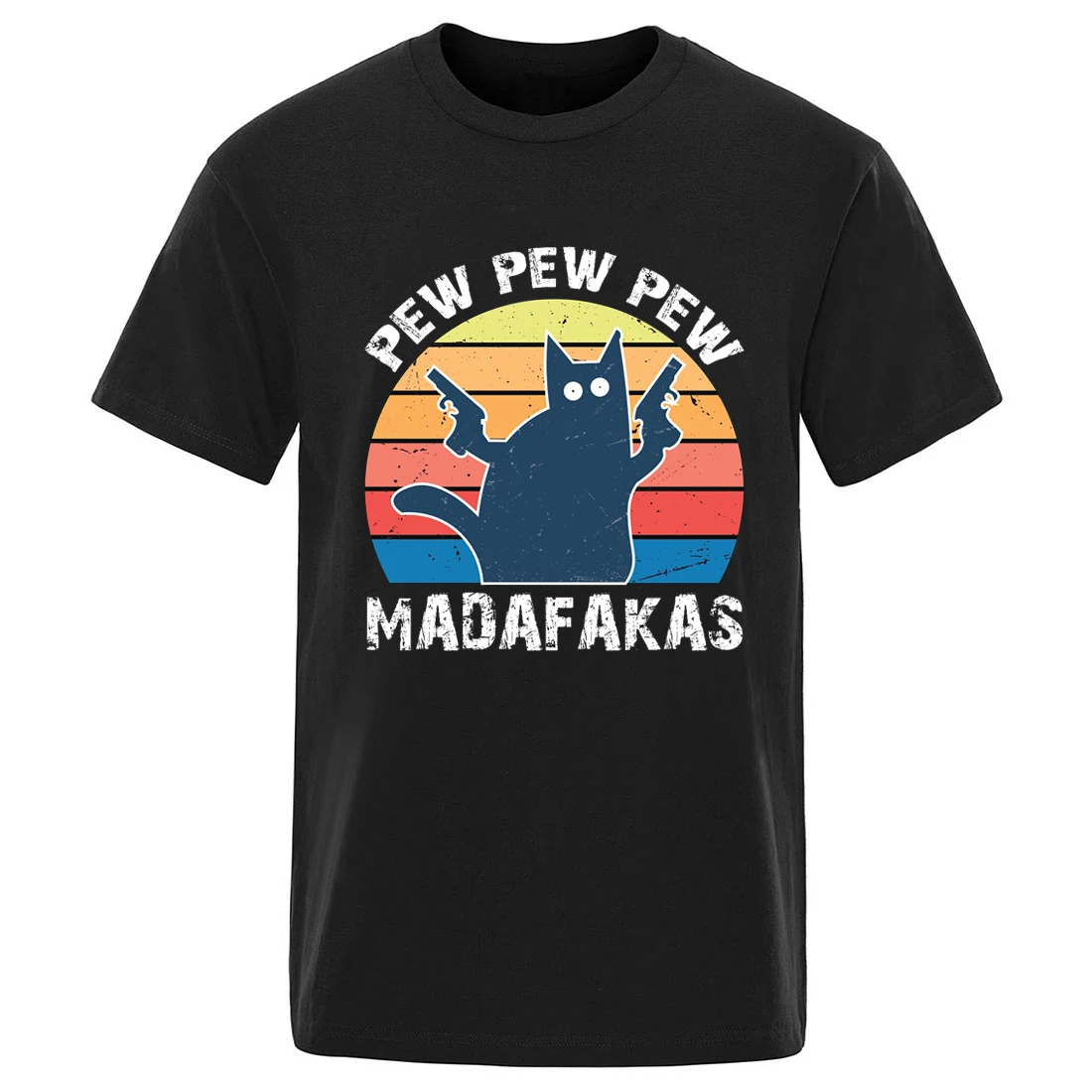 Мужская футболка большого размера из 100% хлопка Pew Madafaks Cat модная уличная в стиле