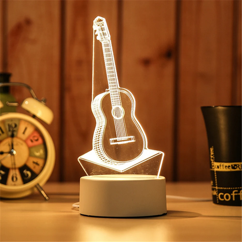 Светодиодный ночник для скрипки 3D мини светильник с питанием от USB подарок на