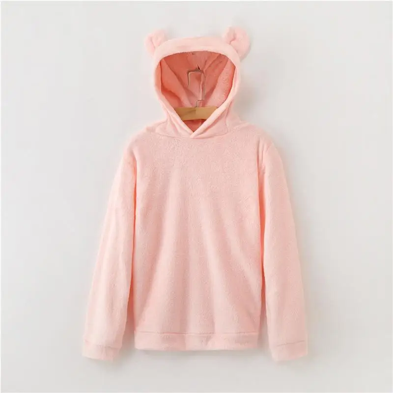Толстовка с капюшоном, пуловеры, толстовка с милыми медвежьими ушками, одноцветная толстовка с капюшоном, осенняя Женская Повседневная Толстовка для кампуса, 7479 - Цвет: 1