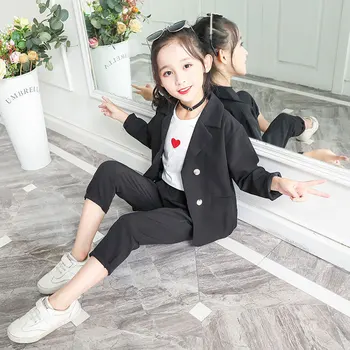

Children Girls Clothing Set 2019 Spring Teenage Girls Suit Solid Jacket+Pants School Kids Clothes Tracksuit for Girls Clothes