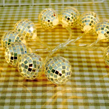 

10 Led Glass Patch Ball Plastic Shiny Glass Ball Light Sequined Ball Ornamental Festoon Lamp Christmas Decorations for Home