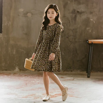 

2020 New Girls Spring Clothes Korean Style Kids Girls Floral Dress Cute Princess Dresses Brief Teen Girls Elegant Dresses, #8715