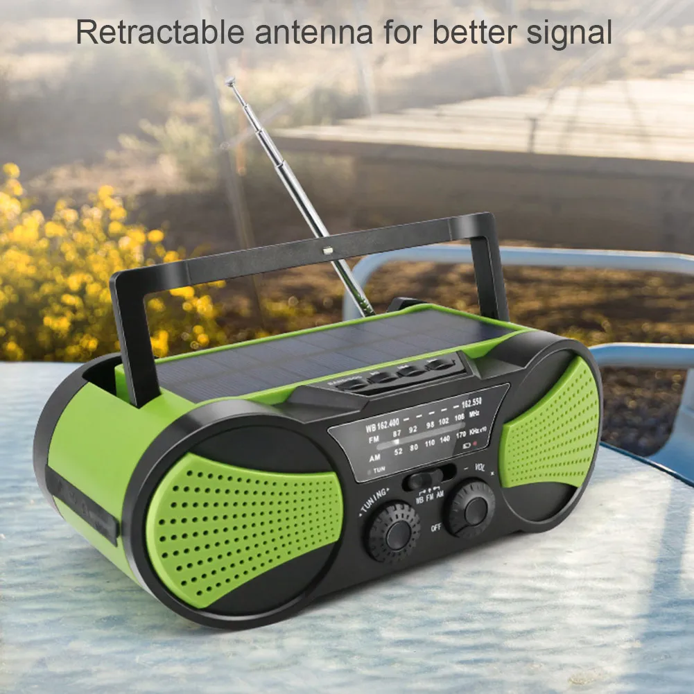 

Emergency Solar Hand Crank Radio Speaker AM FM NOAA with LED Flashlight Power Bank FKU66
