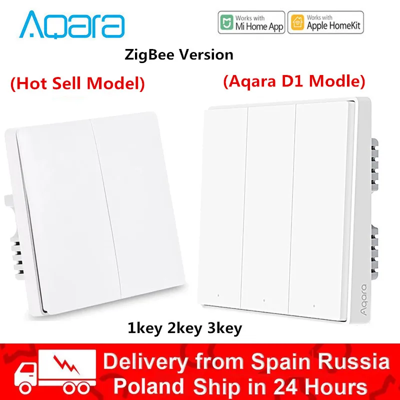 Настенный выключатель Xiaomi Aqara D1 ZigBee умный с нулевой линией подключение FireWire