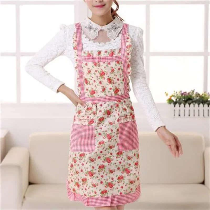 Waterproof Lace Princess Apron Striped Sleeveless Apron for Women Thick Double Layer Kitchen Simple Style Housework Apron
