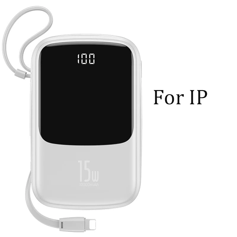 mini power bank Baseus Power Bank 10000mAh Built-in Type C Cable 3A 15W Powerbank Phone Charger Digital Display Poverbank Mini Portable Charger power bank portable charger Power Bank